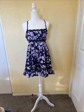 BDG Purple Floral Spaghetti-Strap Dress